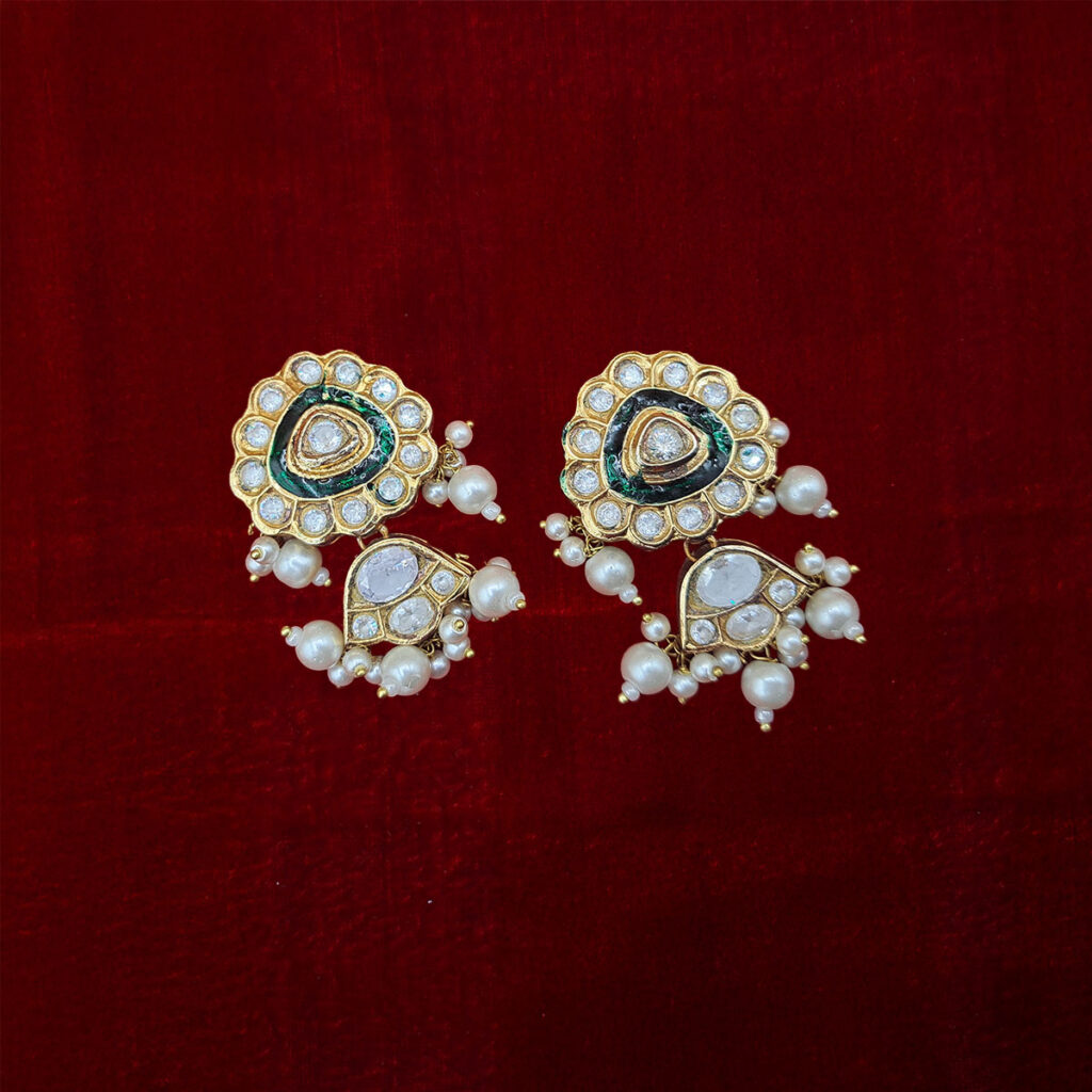 Kaya kundan earrings with stones