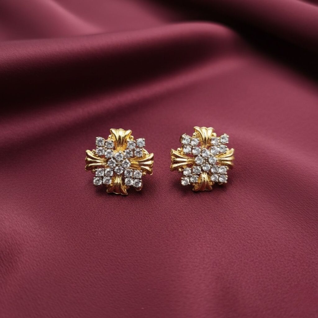 Alba Earrings Studs Gold Plated