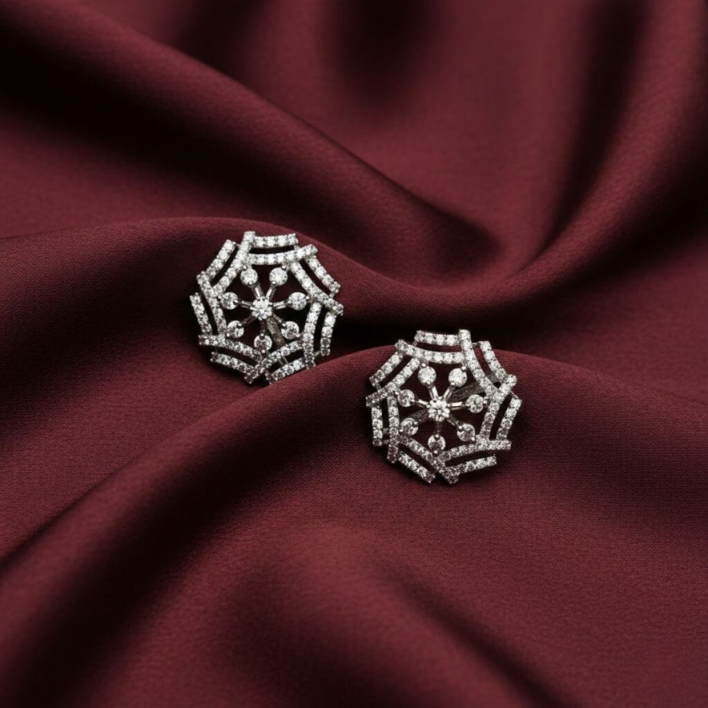 Dia Silver plated studs earrings