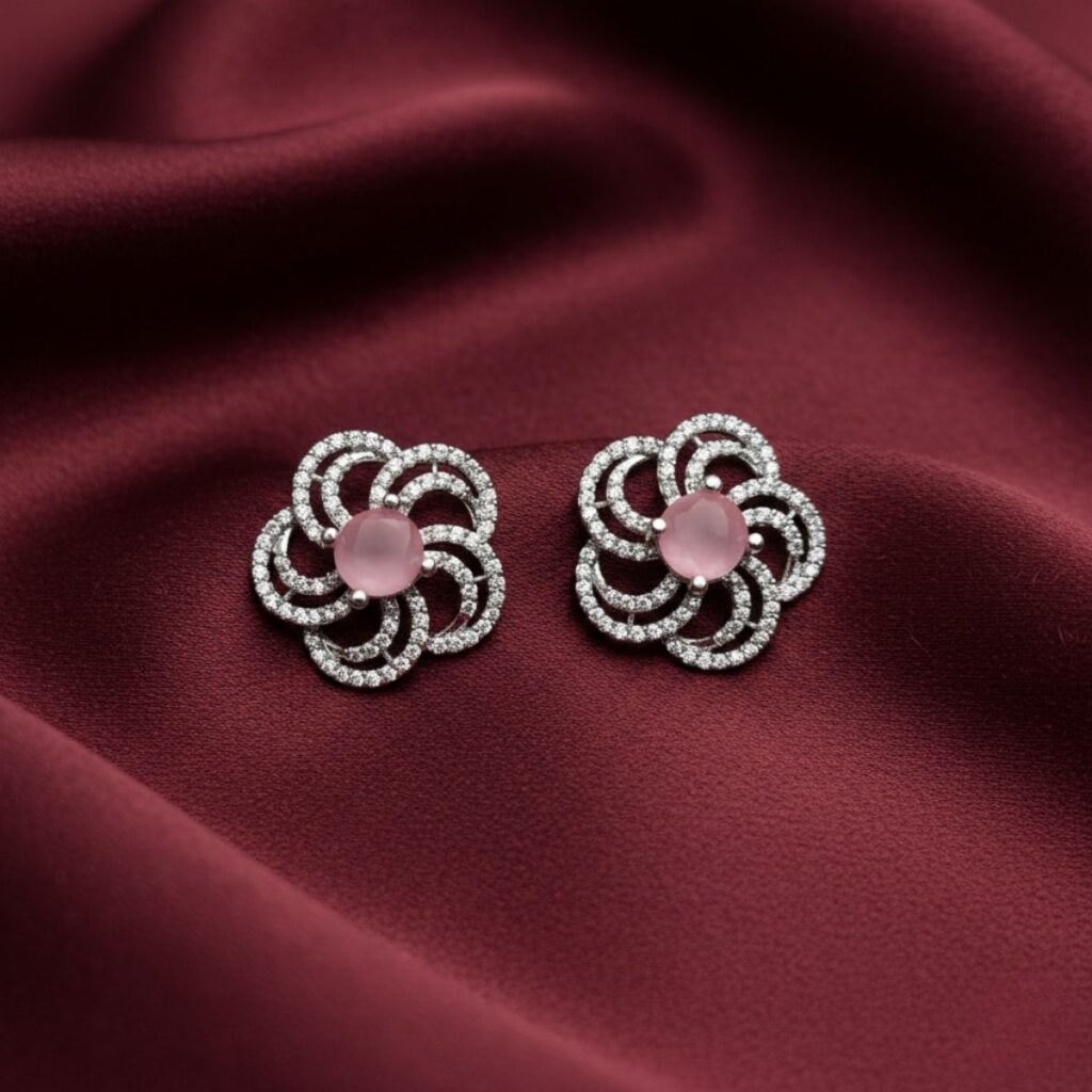 Nitet Ear Studs Pink Stones