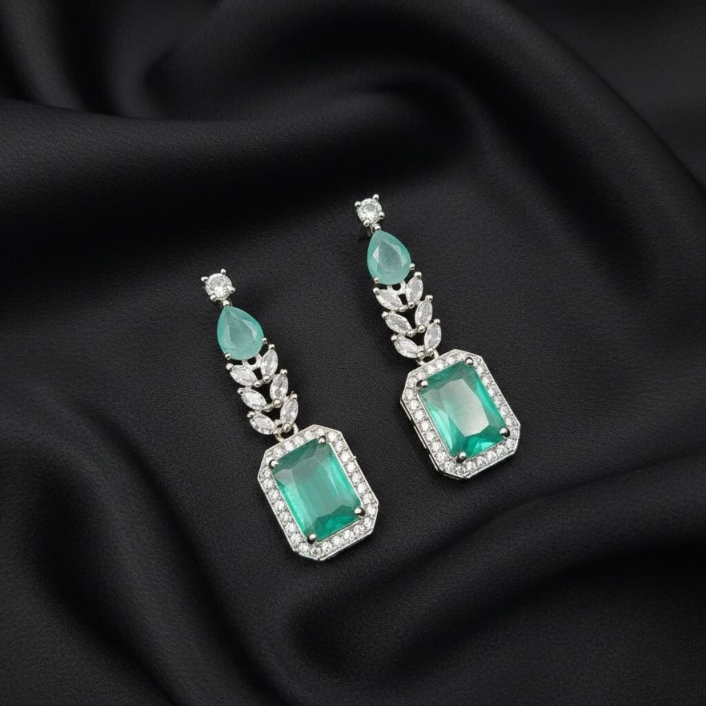 Vines Earrings Green Stones